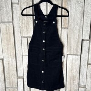 Black Button-Front Denim Dress